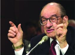 В отличие от «маленького» Гринспана (Джорджа) «большой» в просак не попадает:Алан   Гринспан   —  уже  второй  десяток  лет   председатель SEC 